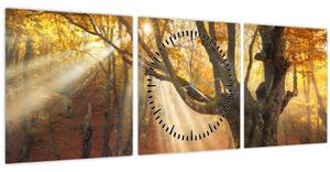 Obraz - Podzimní svit (s hodinami) (90x30 cm)