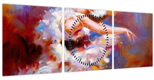 Obraz - Baletka, malba (s hodinami) (90x30 cm)