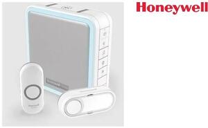 Honeywell Home DC915N bezdrátový zvonek Series 9, 200m, 8 melodií, přenosná základna, 2x tlačítko (jmenovka, design), bíílý 5004100965592