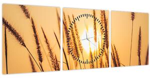 Obraz - Traviny ve slunci (s hodinami) (90x30 cm)