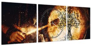 Obraz - Tajemný strom života (s hodinami) (90x30 cm)