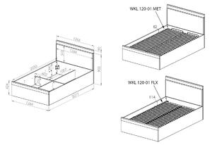 Jednolůžková postel CARYS 120x200 - bílá