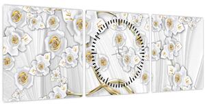 Obraz - Strom se zlatým dekorem (s hodinami) (90x30 cm)