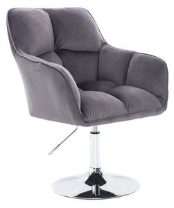 LuxuryForm DESIGN Křeslo AMALFI VELUR na stříbrném talíři - tmavě šedé