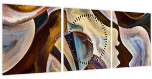 Obraz - Abstrakce hlav (s hodinami) (90x30 cm)