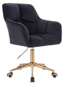 LuxuryForm DESIGN Křeslo AMALFI VELUR na zlaté podstavě s kolečky - černé