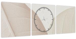 Obraz - Texturované listy (s hodinami) (90x30 cm)