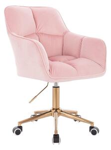 LuxuryForm DESIGN Křeslo AMALFI VELUR na zlaté podstavě s kolečky - růžové