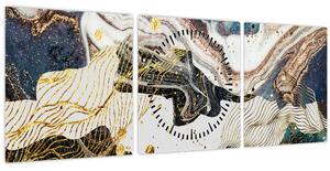 Obraz - Designový mramor (s hodinami) (90x30 cm)