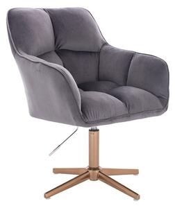 LuxuryForm DESIGN Křeslo AMALFI VELUR na zlatém kříži - tmavě šedé