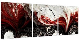 Obraz - Mramorovaná abstrakce (s hodinami) (90x30 cm)