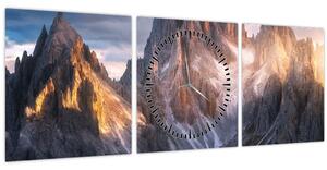 Obraz - Horské panorama (s hodinami) (90x30 cm)