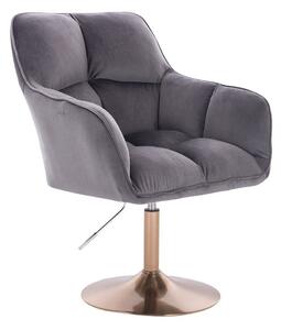 LuxuryForm DESIGN Křeslo AMALFI VELUR na zlatém talíři - tmavě šedé