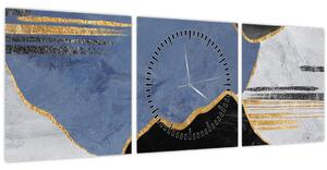 Obraz - Texturované tvary (s hodinami) (90x30 cm)