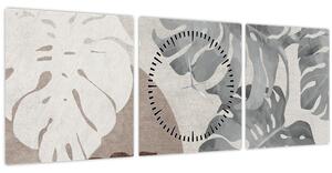 Obraz - Design s listy (s hodinami) (90x30 cm)