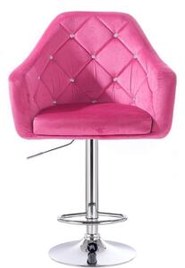 LuxuryForm Barová židle ROMA VELUR na kulaté stříbrné podstavě - růžová