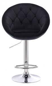 LuxuryForm Barová židle VERA VELUR na kulaté stříbrné podstavě - černá