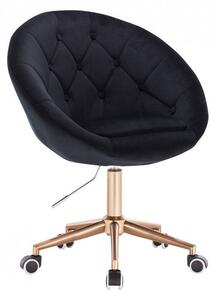 LuxuryForm DESIGN Křeslo VERA VELUR na zlaté podstavě s kolečky - černé