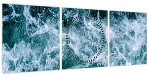 Obraz - Vlny oceánu (s hodinami) (90x30 cm)