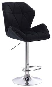 Barová židle MILANO MAX VELUR na stříbrném talíři - černá