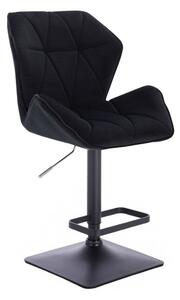 Barová židle MILANO MAX VELUR na černé podstavě - černá