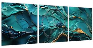 Obraz - Abstraktní textury (s hodinami) (90x30 cm)