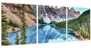 Obraz - Moraine lake (s hodinami) (90x30 cm)