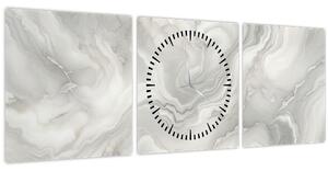 Obraz - Přírodní mramorová textura (s hodinami) (90x30 cm)
