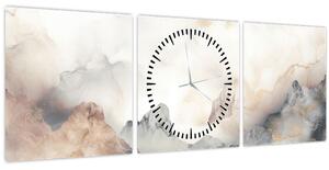 Obraz - Abstrakce hor s texturou mramoru (s hodinami) (90x30 cm)