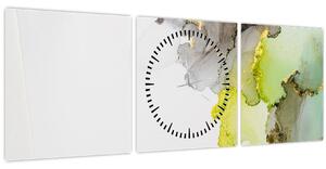 Obraz - Abstraktní umění inkoustem (s hodinami) (90x30 cm)