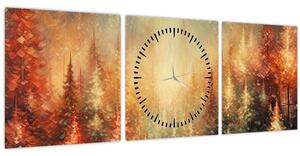 Obraz - Malba lesů (s hodinami) (90x30 cm)