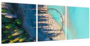 Obraz - Pohled na jezero (s hodinami) (90x30 cm)