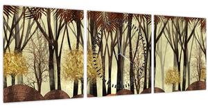 Obraz - Dekorativní les (s hodinami) (90x30 cm)