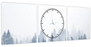 Obraz - Zamlžený les (s hodinami) (90x30 cm)