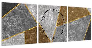 Obraz - Imitace materiálů (s hodinami) (90x30 cm)
