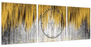 Obraz - Zlaté čáry (s hodinami) (90x30 cm)