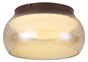 Stropní svítidlo Art Deco hnědé s jantarovým sklem vč. LED 3-stupňově stmívatelné - Thimble