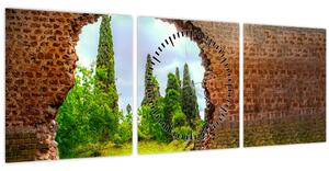 Obraz - Zahrada Eden (s hodinami) (90x30 cm)