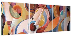 Obraz - Hudební abstrakt (s hodinami) (90x30 cm)