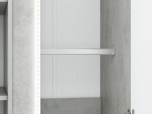 Šatní skříň FIDES - šířka 92 cm, bílá / stříbrný beton