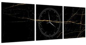 Obraz - Mramorová textura (s hodinami) (90x30 cm)