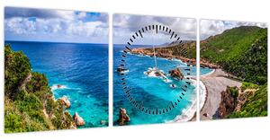 Obraz - Sardinie (s hodinami) (90x30 cm)