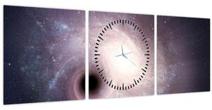 Obraz - Spirální galaxie (s hodinami) (90x30 cm)