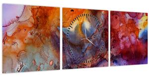 Obraz - Abstraktní inkoustové umění (s hodinami) (90x30 cm)