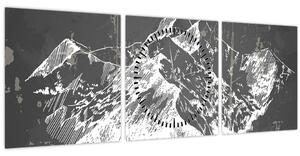 Obraz - Ilustrace hor (s hodinami) (90x30 cm)