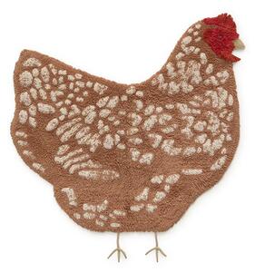 Hnědý pratelný ručně tkaný bavlněný dětský koberec 110x100 cm Chicken – Lorena Canals