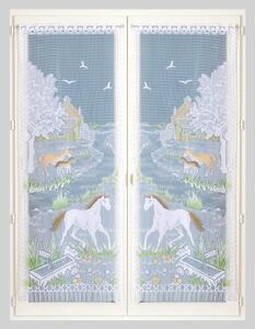 Blancheporte Rovná vitrážová záclona s motivem koňů, pro garnýžovou tyč, pár barevný potisk