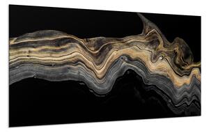 Design sklo abstraktní zlatý mramor, černé pozadí - 50 x 70 cm