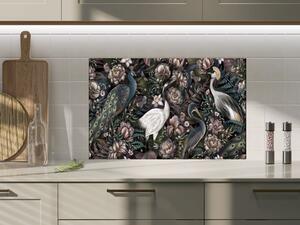 Sklo do kuchyně nástěnná malba královští ptáci - 34 x 72 cm