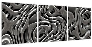 Obraz - Metalická abystrakce (s hodinami) (90x30 cm)